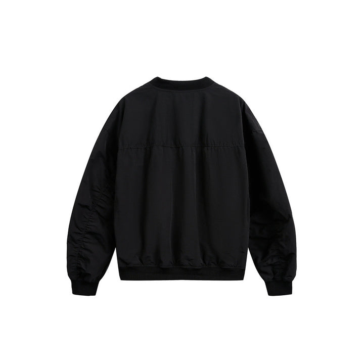 Unisex Kurz geschnittene leichte Nylon‑Bomberjacke mit Utility‑Taschen und geripptem Saum Drune