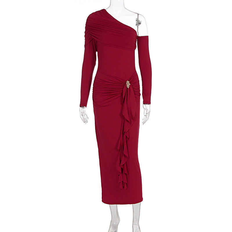 Damen elegantes Wickelkleid mit asymmetrischem Design und raffinierten Drapierungen Drune