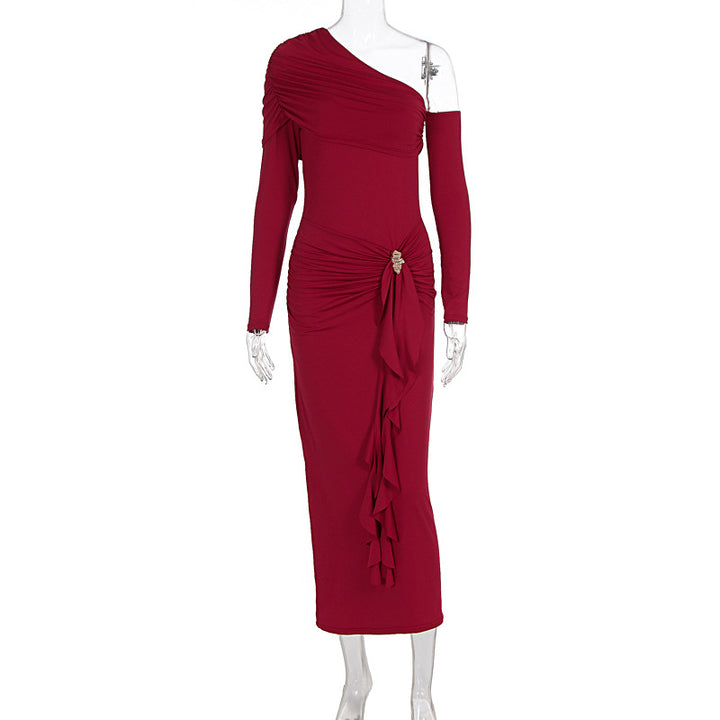 Damen elegantes Wickelkleid mit asymmetrischem Design und raffinierten Drapierungen Drune