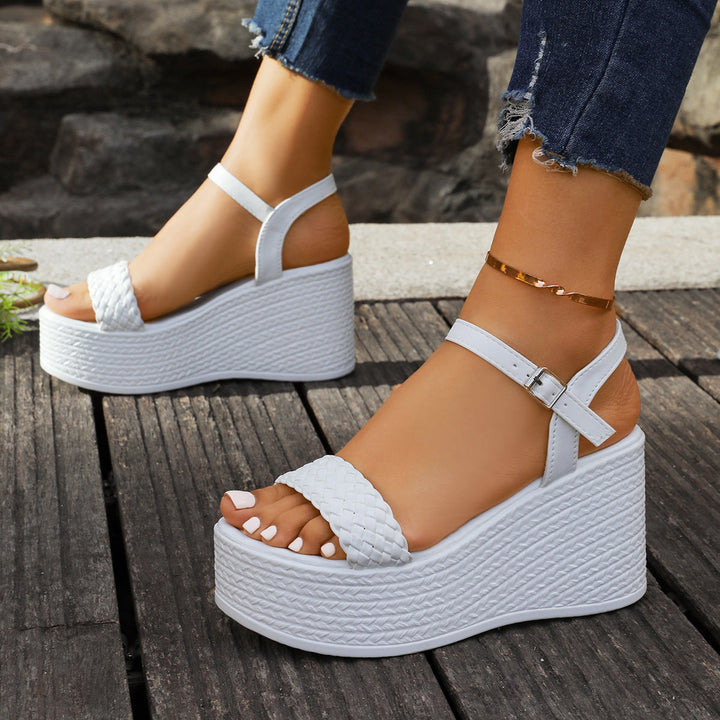 Damen Plateau-Sandalen mit geflochtenem Riemendesign Drune