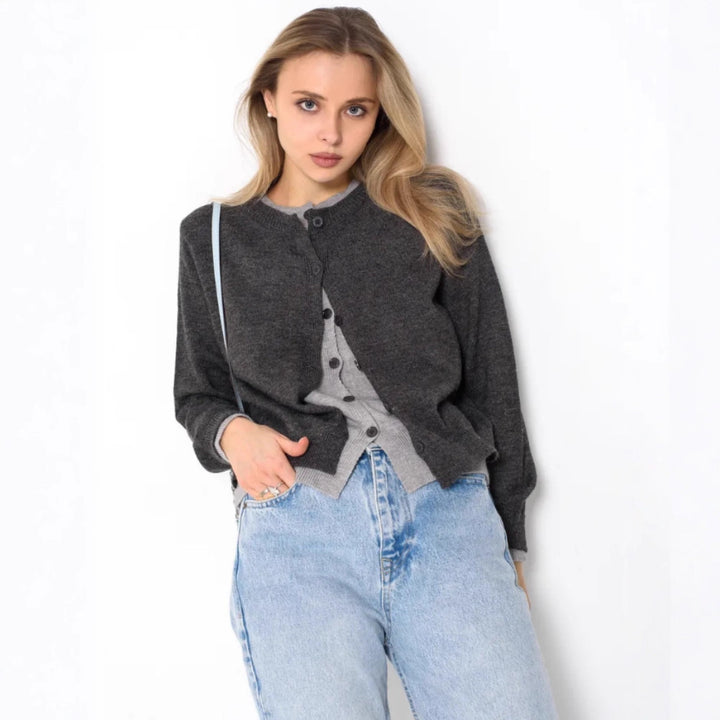 Damen Eleganter Cardigan mit Knopfdetails Drune