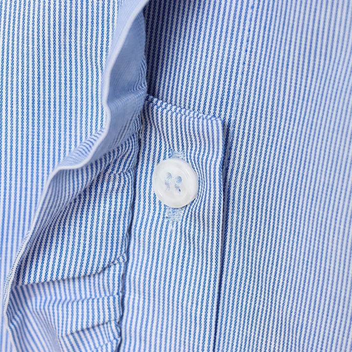 Damen Gestreifte Cropped-Bluse mit Rüschendetail und Ballonärmeln Drune