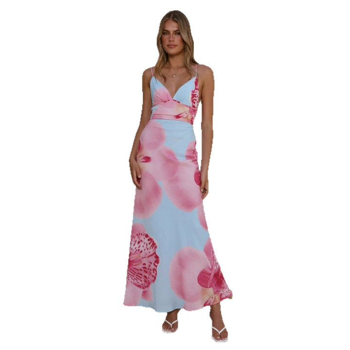 Damen Maxikleid mit floralem Design und raffinierten Rüschendetails Drune