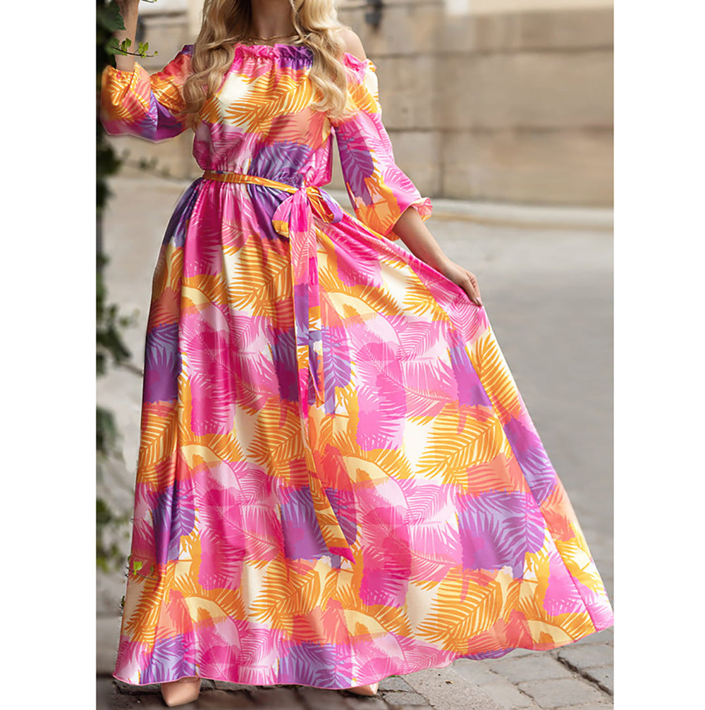 Damen Maxikleid mit off-shoulder Schnitt und floralem Design Drune