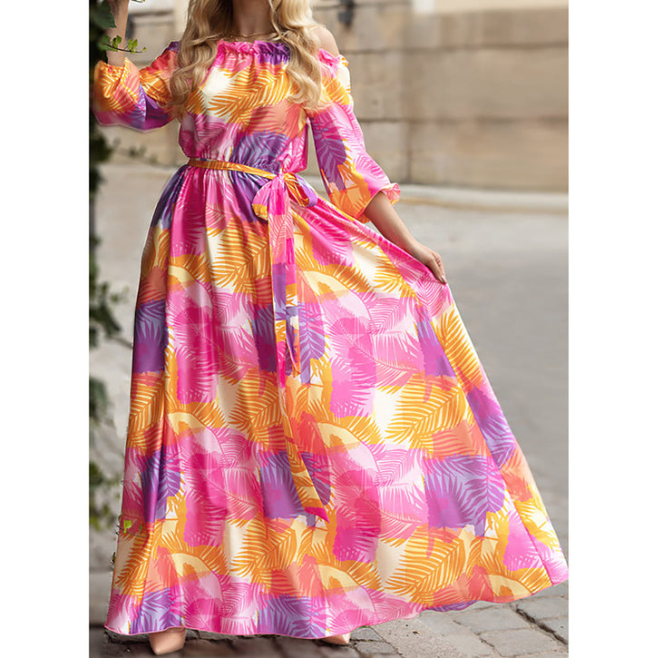 Damen Maxikleid mit off-shoulder Schnitt und floralem Design Drune