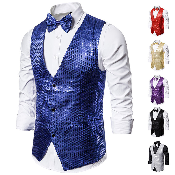 Herren stilvolle Pailletten-Weste Drune