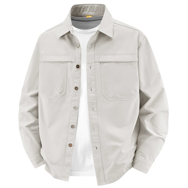Herren Overshirt aus Baumwoll‑Twill mit zwei Brustklappen und relaxed Fit Drune