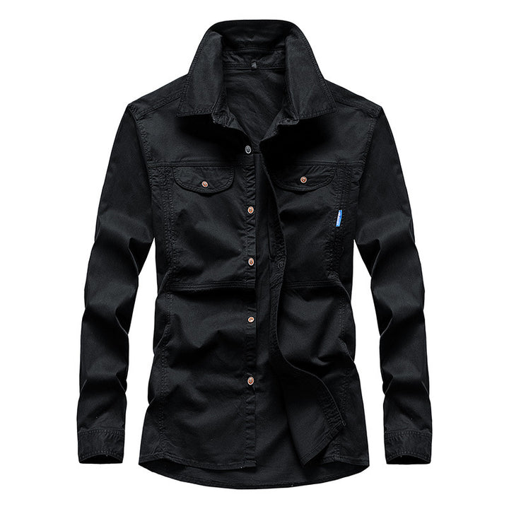 Herren Leichtes Canvas-Fieldshirt mit Brustklappen und Hemdkragen Drune