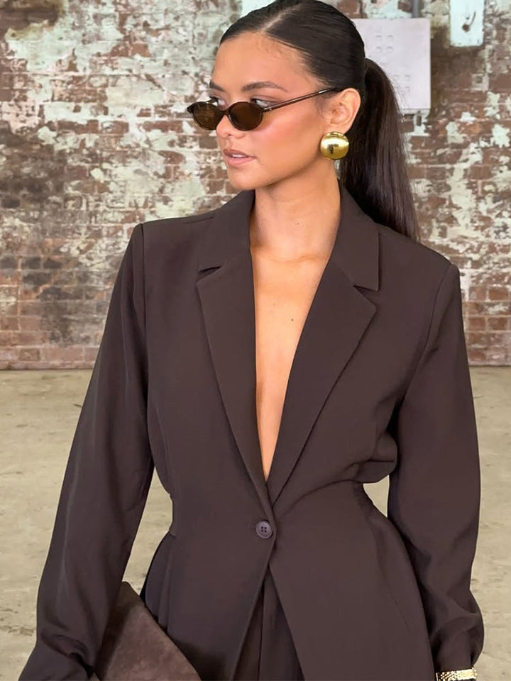 Damen Blazer mit tiefem V-Ausschnitt und eleganter Silhouette Drune
