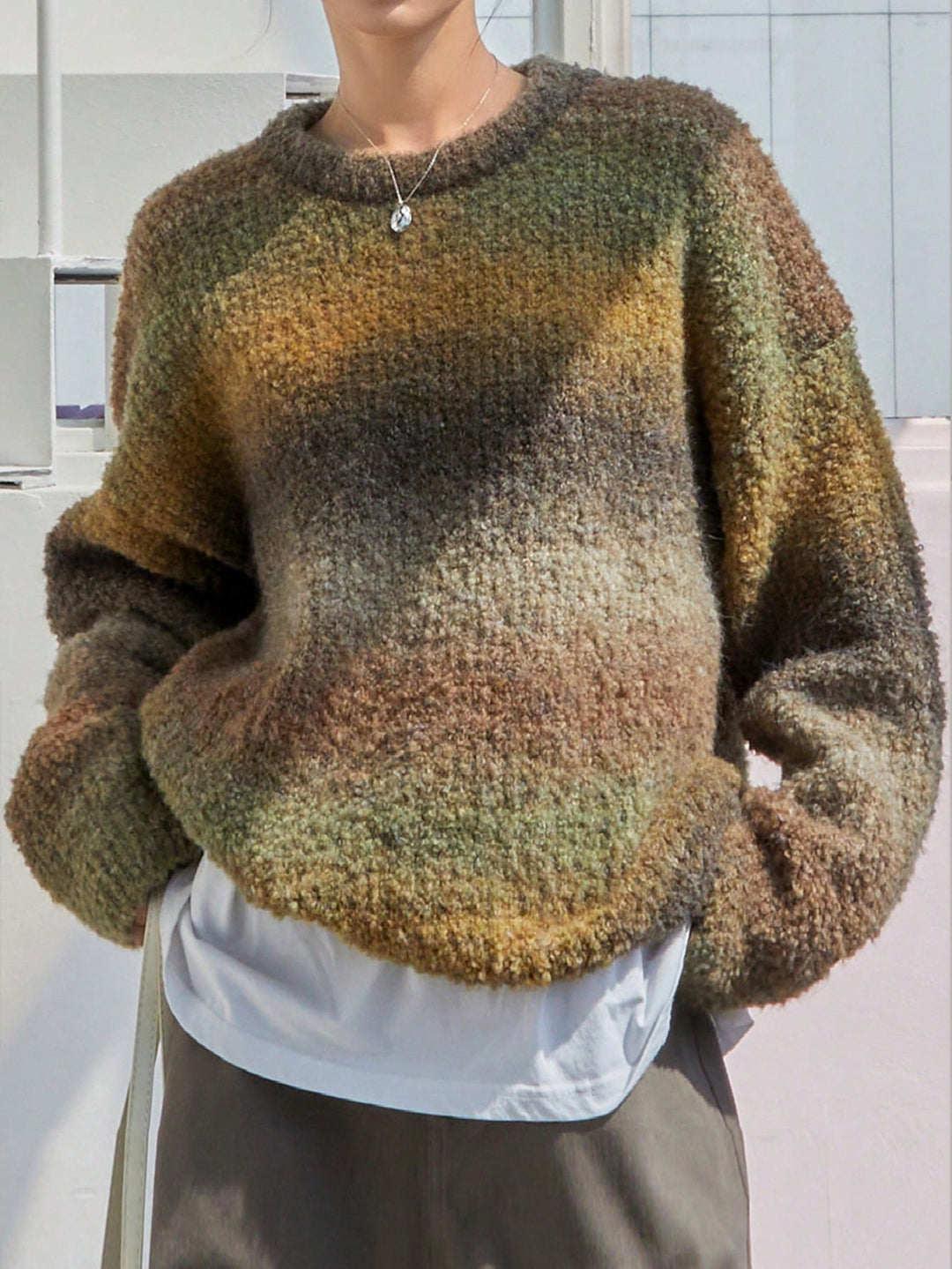 Damen lässiger Strickpullover mit einzigartiger Textur und weitem Schnitt Drune