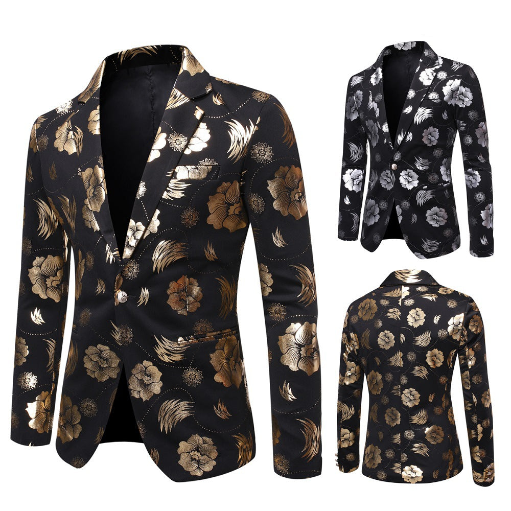 Herren Tailliertes Satin-Sakko mit Blumen-Jacquard und Schalkragen Drune