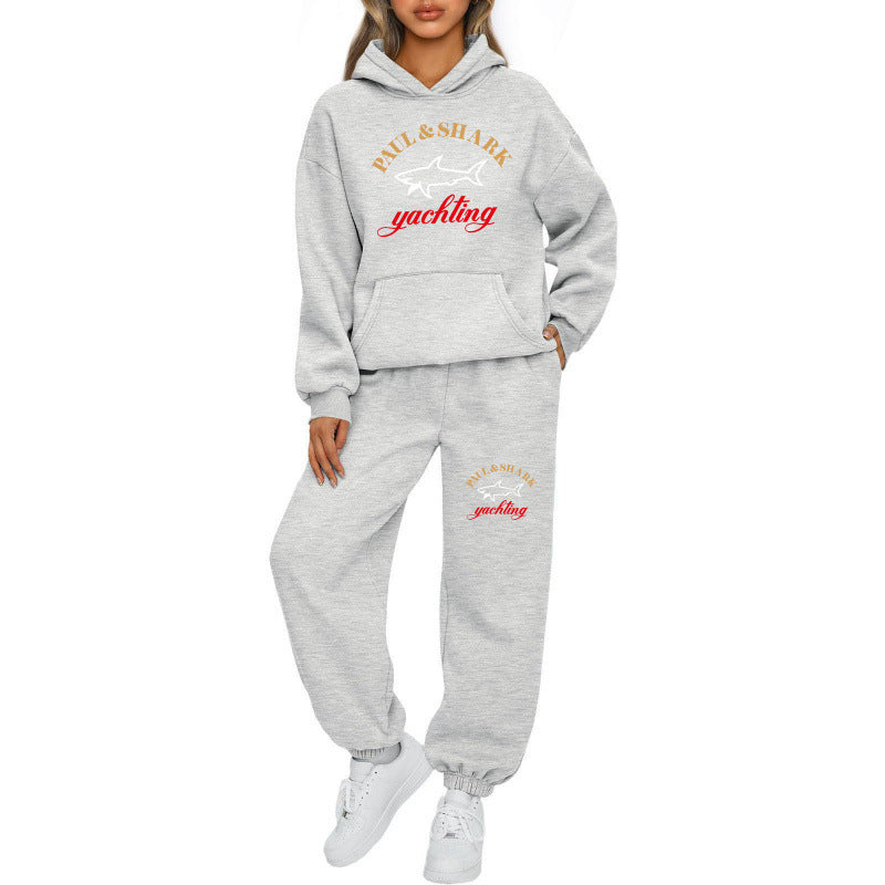 Damen nan oversized Hoodie und Jogginghose Set mit Kapuze Kängurutasche und gerippten Bündchen Drune