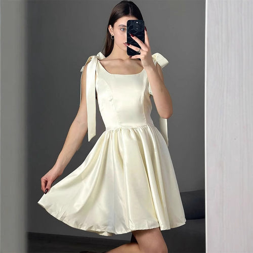 Damen lässiges Sommerkleid mit Schleifen Drune