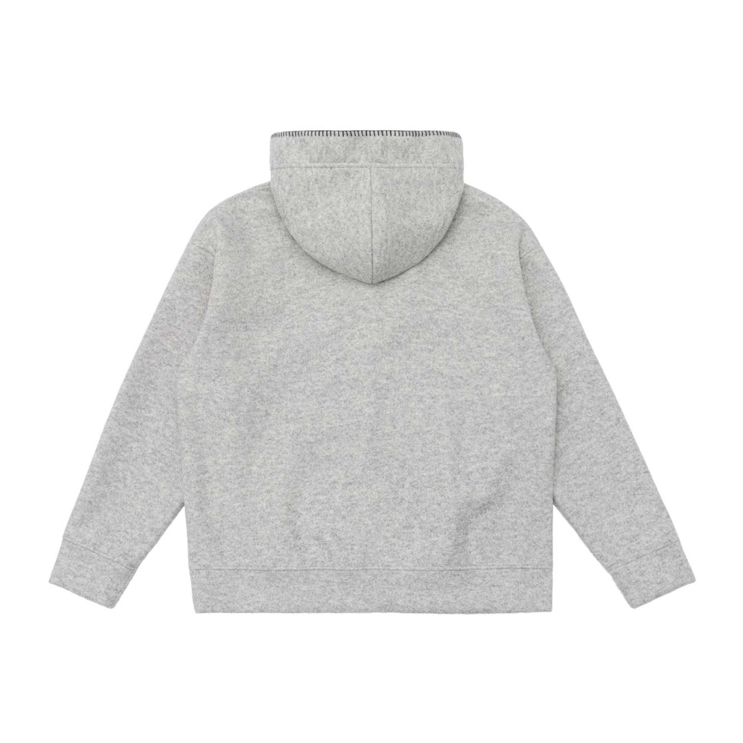 Unisex Kapuzenpullover aus Wollfleece mit halber Knopfleiste und Kängurutasche Drune