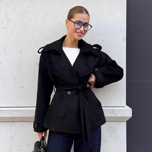 Damen Elegante Utility-Jacke mit Taillengürtel und entspannter Passform Drune