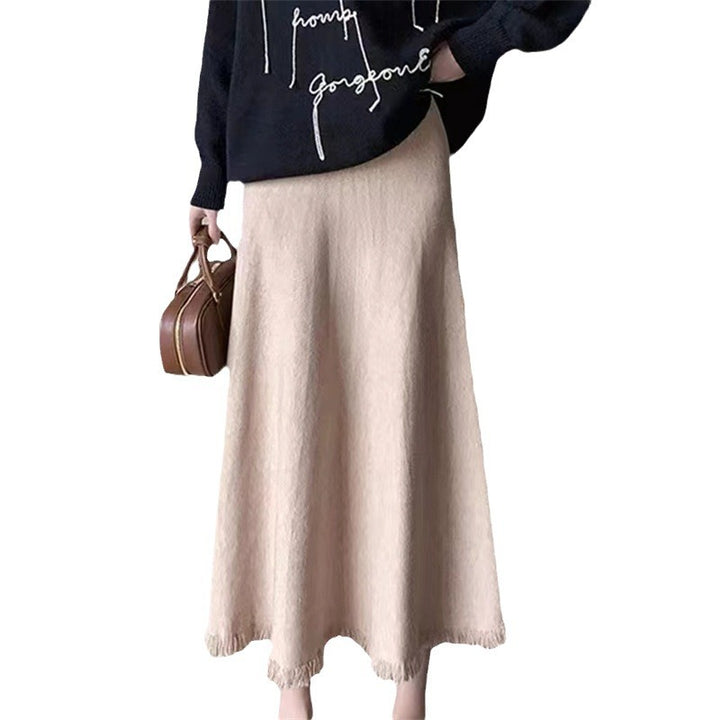 Damen eleganter Midirock mit Fransen Drune