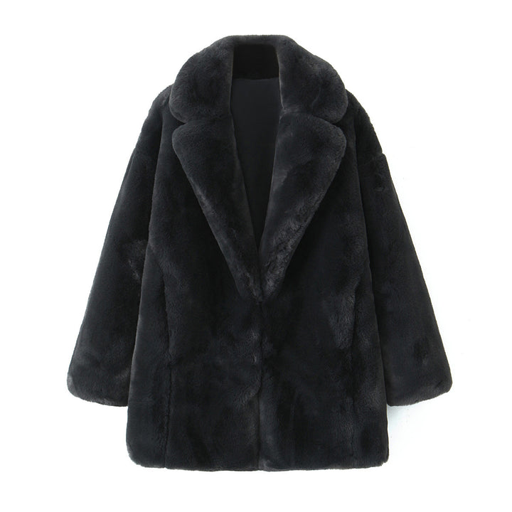 Damen Kurzmantel aus ultraflauschigem Hochflor‑Faux‑Fur mit kastiger Silhouette und voluminösem Reverskragen Drune