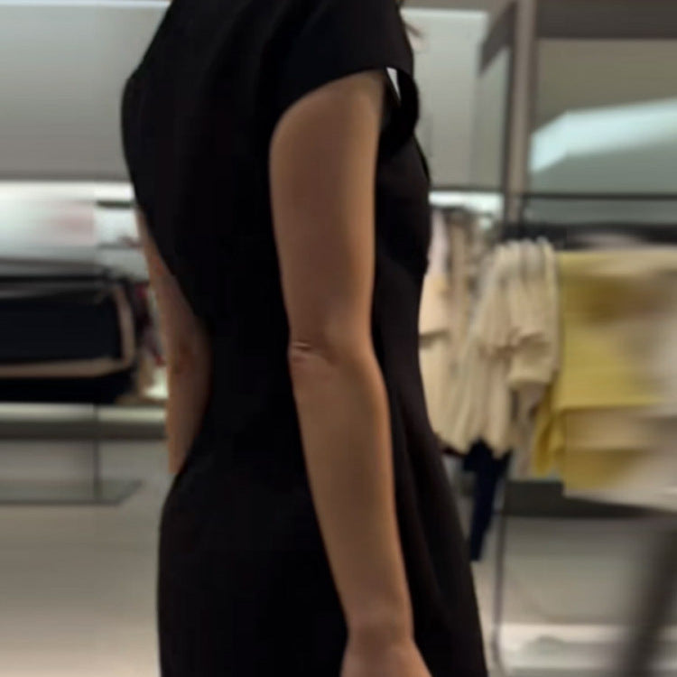 Damen elegantes Minikleid mit Hemdkragen und transparentem Einschnitt Drune