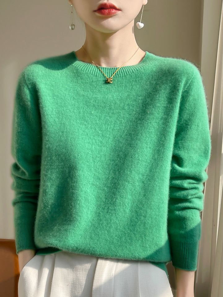 Damen Luxuriöser Kuschelstrick-Pullover mit Rundhals und Mohair-Optik Drune