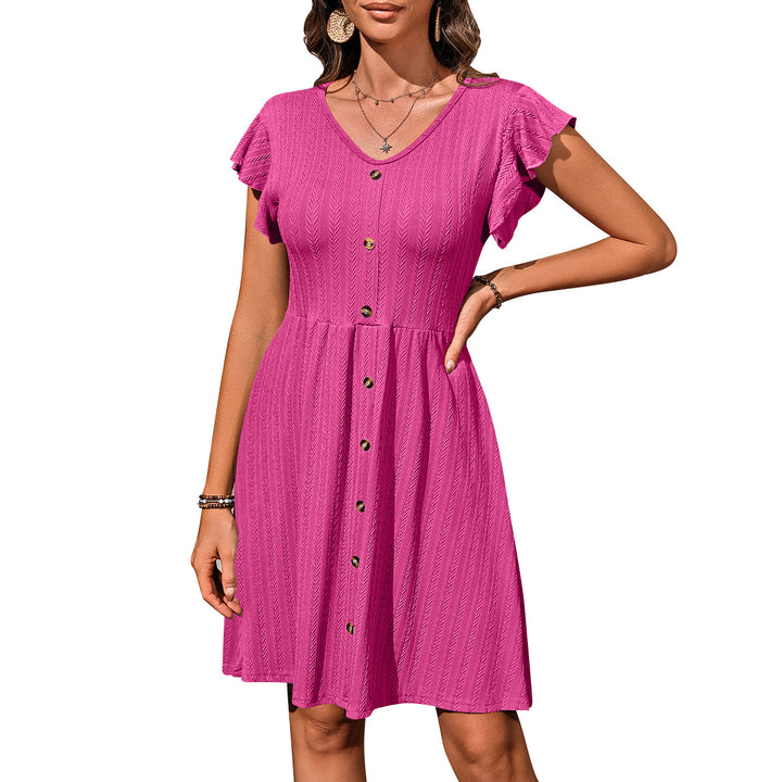 Damen Midi-Kleid mit Knopfleiste und luftigen Ärmeln Drune