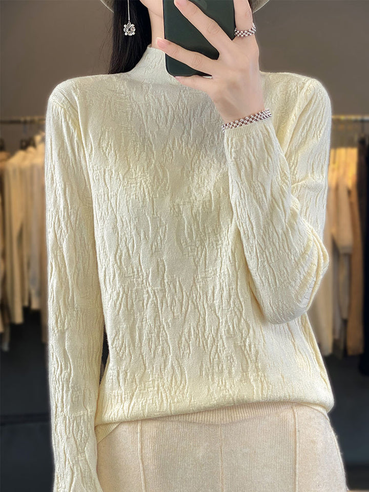 Damen Strukturierter Feinstrick-Pullover mit kurzem Stehkragen und Crinkle-Optik Drune