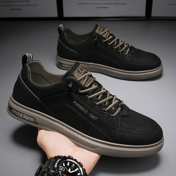 Herren Casual Lederimitat-Sneaker mit gepolsterter Ferse und profilierter Gummisohle Drune