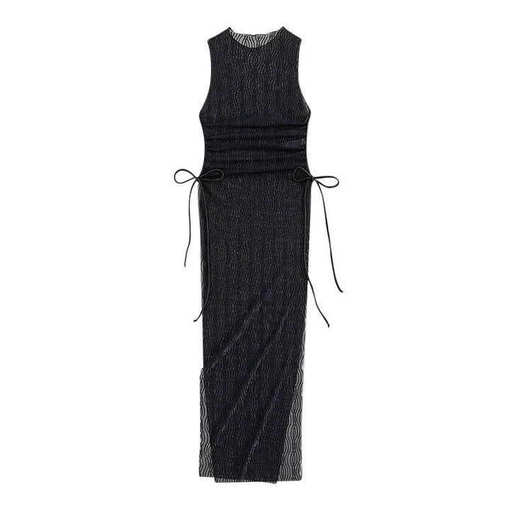 Damen Maxikleid mit taillierter Silhouette und elastischen Bindebändern Drune
