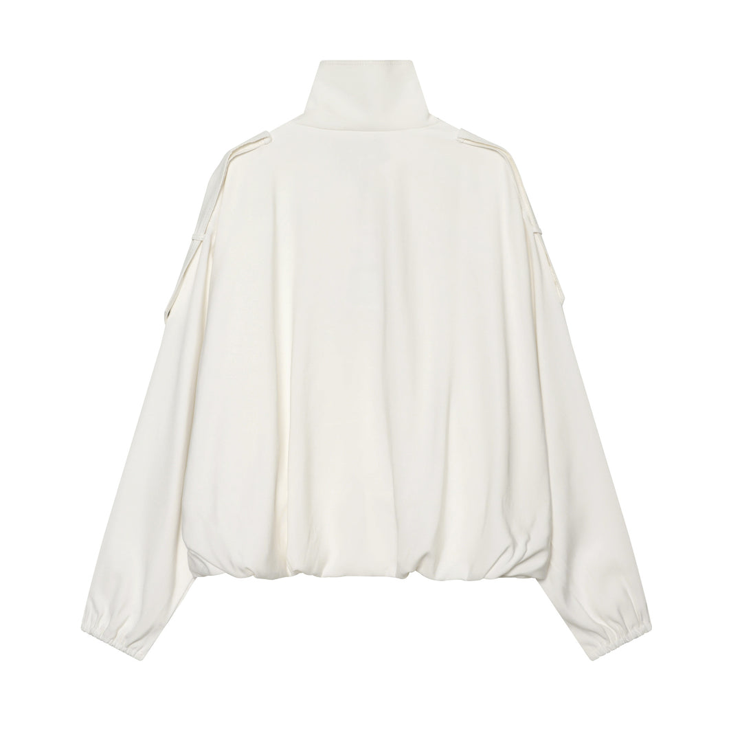 Damen nan oversized Kurzjacke mit hohem Stehkragen Druckknopffront und aufgesetzter Ärmeltasche Drune