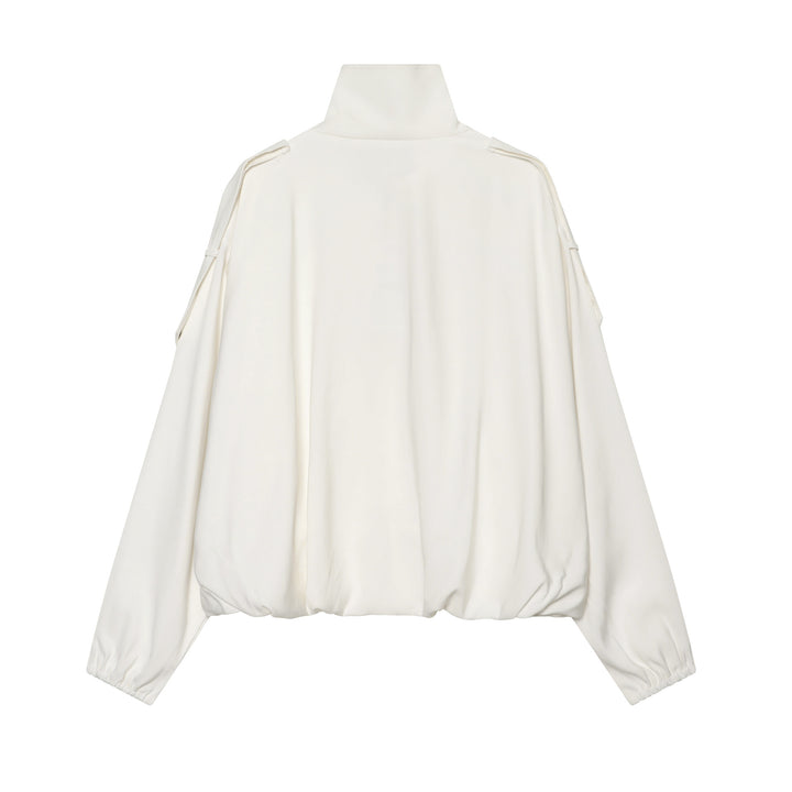 Damen nan oversized Kurzjacke mit hohem Stehkragen Druckknopffront und aufgesetzter Ärmeltasche Drune