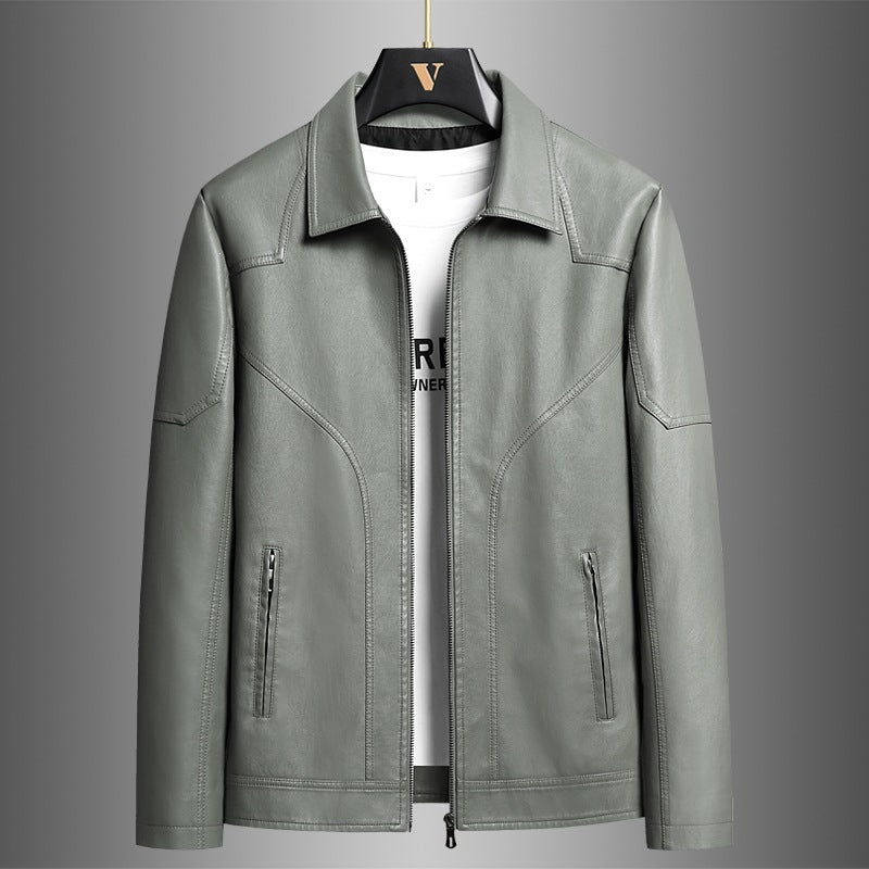 Herren Elegante Kunstlederjacke Drune