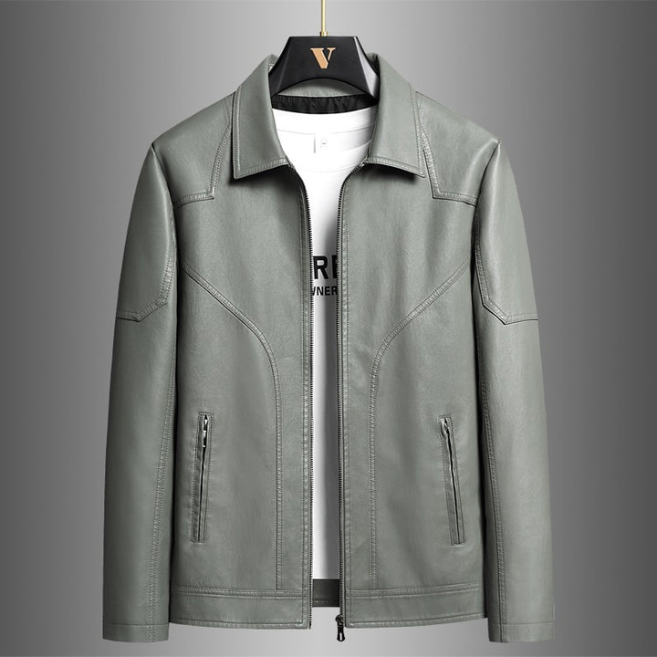 Herren Elegante Kunstlederjacke Drune