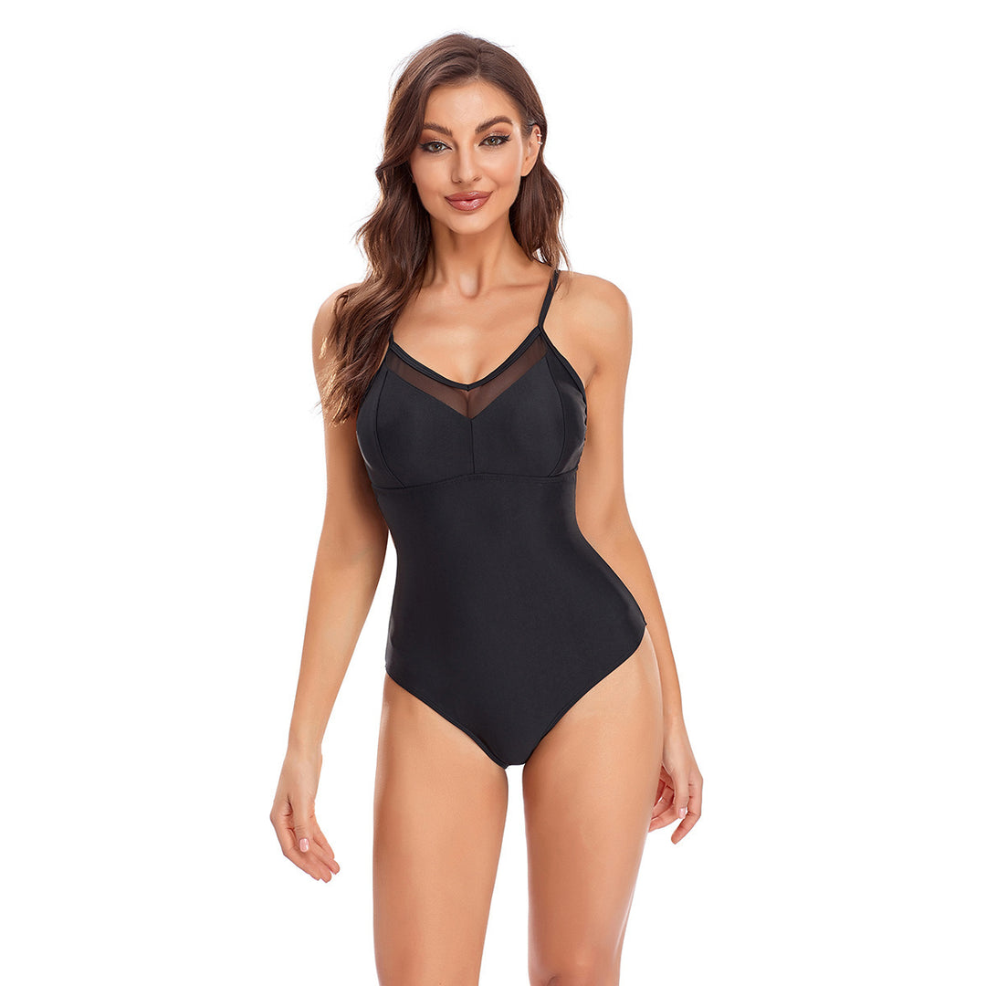 Damen Eleganter Einteiler Badeanzug mit transparenten Einsätzen Drune