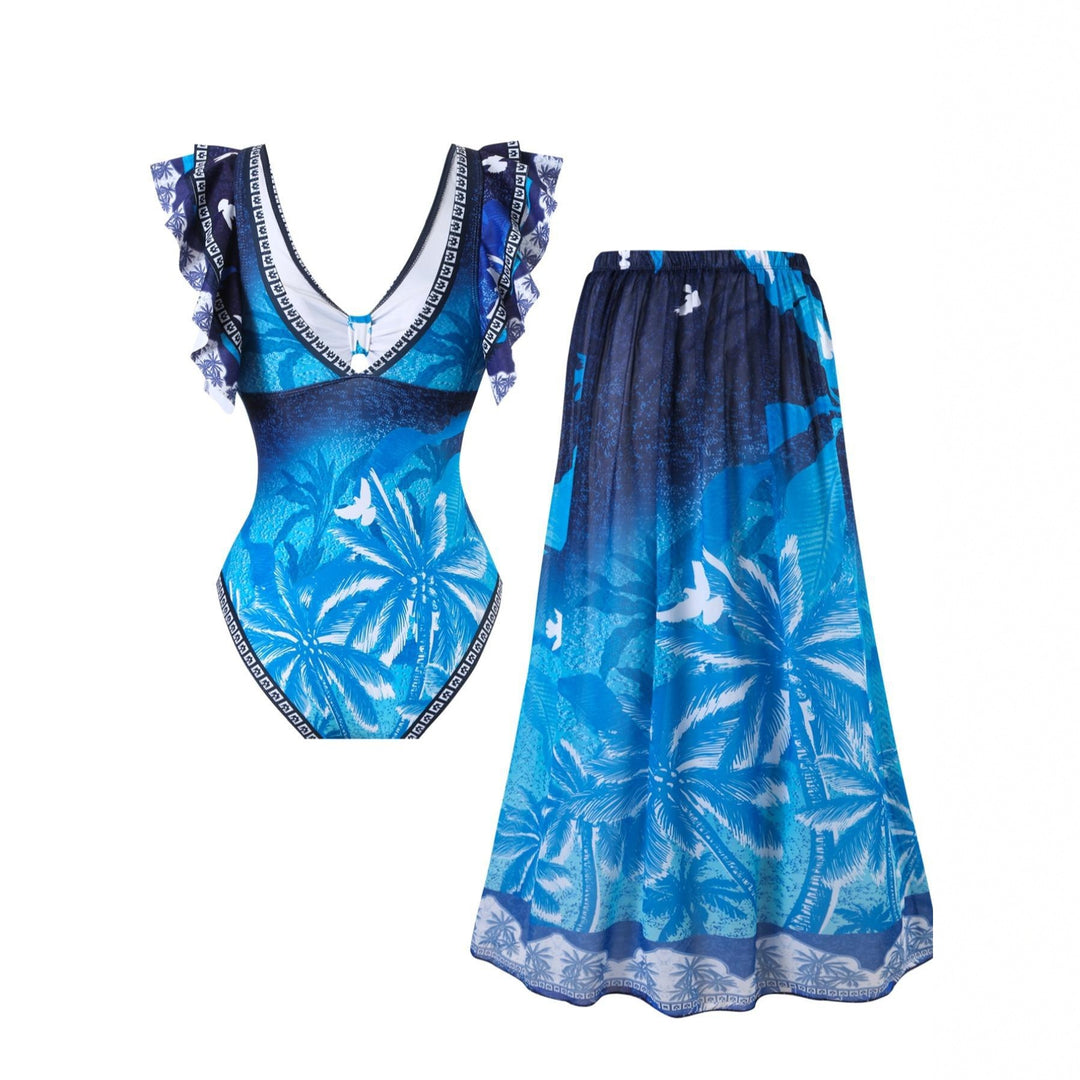 Damen Eleganter Badeanzug mit passendem Maxi-Sarong Drune