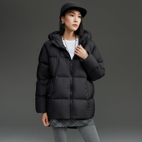 Damen Kurz geschnittene Boxy‑Steppjacke mit abnehmbarer Kapuze und Thermo‑Isolierung Drune
