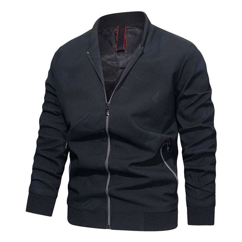 Herren Slim Bomberjacke aus technischem Baumwollmix mit kontrastierenden Reißverschlusstaschen und elastischem Rippkragen Drune