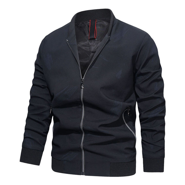 Herren Slim Bomberjacke aus technischem Baumwollmix mit kontrastierenden Reißverschlusstaschen und elastischem Rippkragen Drune