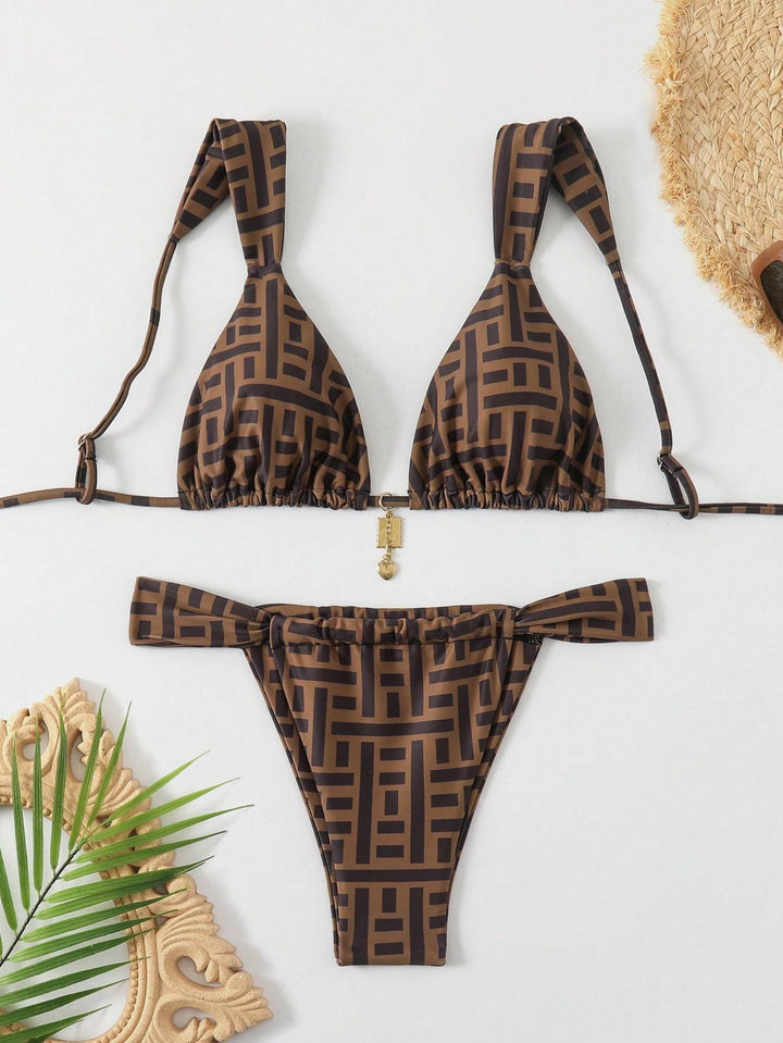 Damen Triangel-Bikini mit verspieltem Mustermix Drune