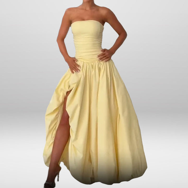 Damen Hochwertiges Bandeau-Maxikleid mit elegantem Schlitz und voluminösem Rock Drune