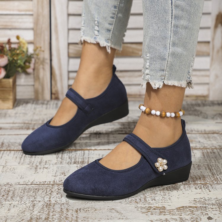 Damen Mokassin-Schuhe mit elegantem Riemen und zeitloser Blütenapplikation Drune