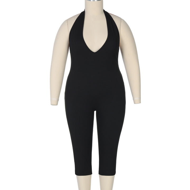 Damen Eleganter bodenlanger Jumpsuit mit tiefem V-Ausschnitt Drune