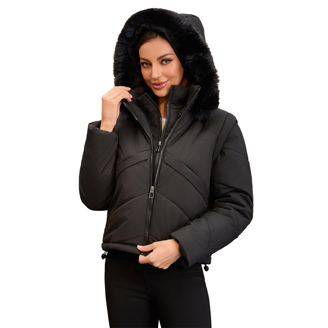 Damen Wendejacke mit abnehmbarer Kapuze und Kunstfell von Drune