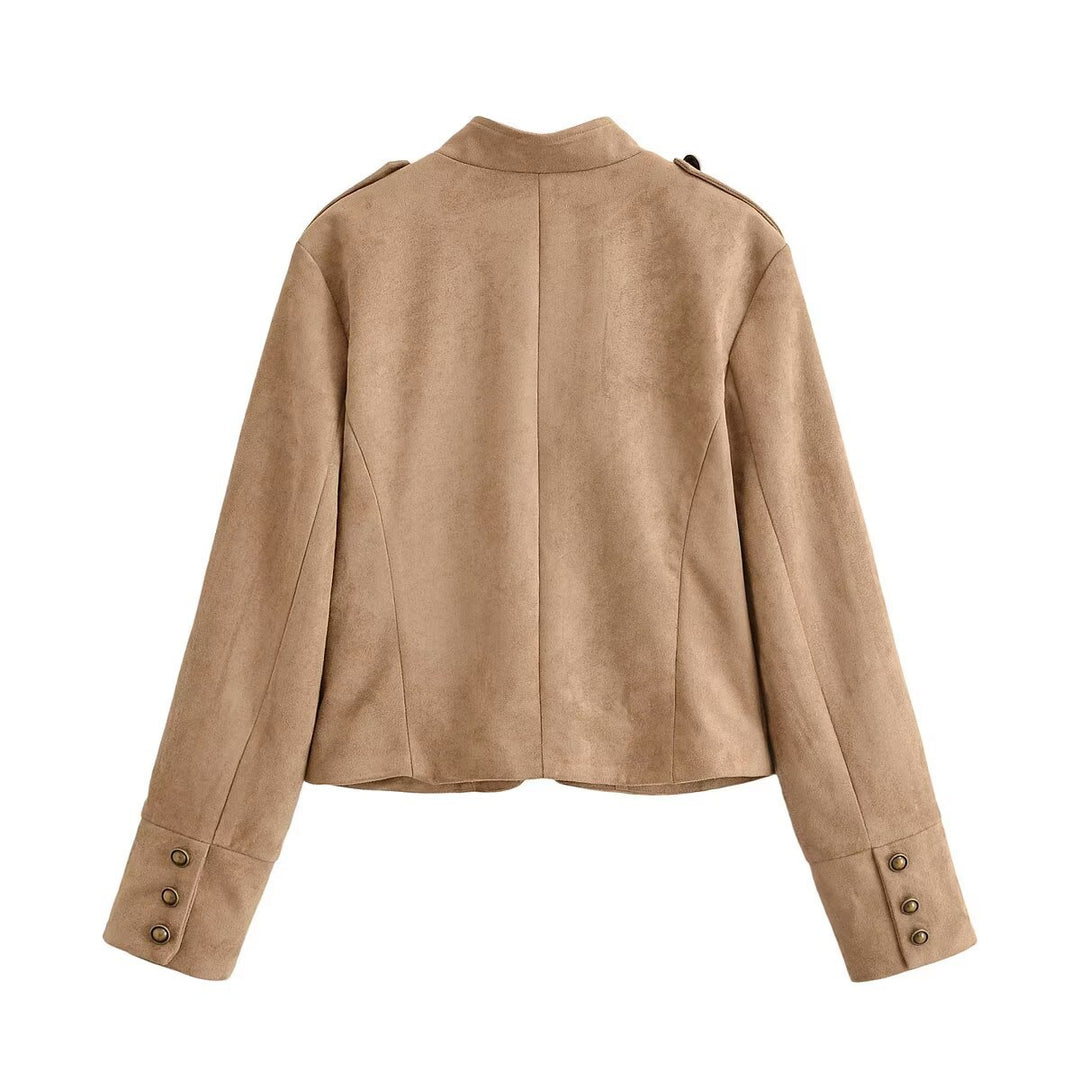 Damen Militärisch inspirierte Kurzjacke aus Wildlederoptik Drune
