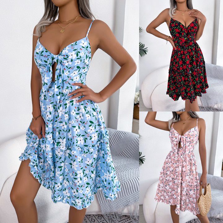 Damen Sommerliches Retro-Kleid mit Cut-Out-Detail und floralem Print Drune
