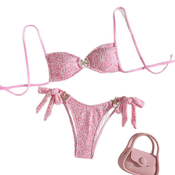 Damen Push-Up Bikini mit verspielten Blütenakzenten Drune
