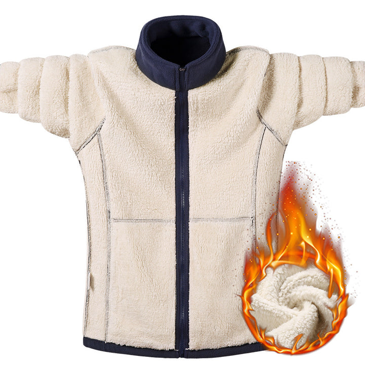 Damen Fleecejacke mit Teddyfutter, durchgehendem Reißverschluss und hohem Stehkragen Drune