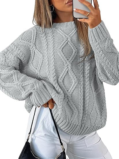 Damen Oversize-Zopfmuster-Pullover aus grobem Strick Drune