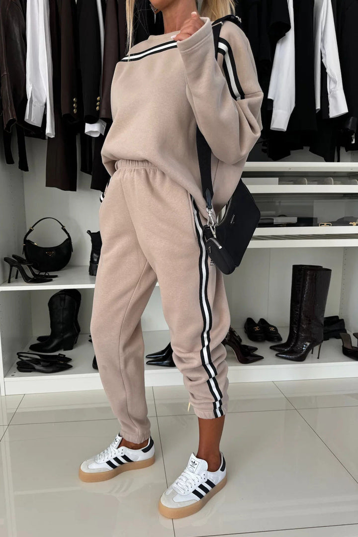 Drune | Vibes Langarm Sweatshirt und Elastische Hose Zweiteiler Satz