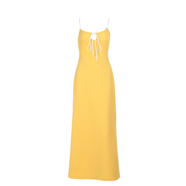 Damen Maxikleid mit feinem Rippmuster und verstellbaren Trägern Drune