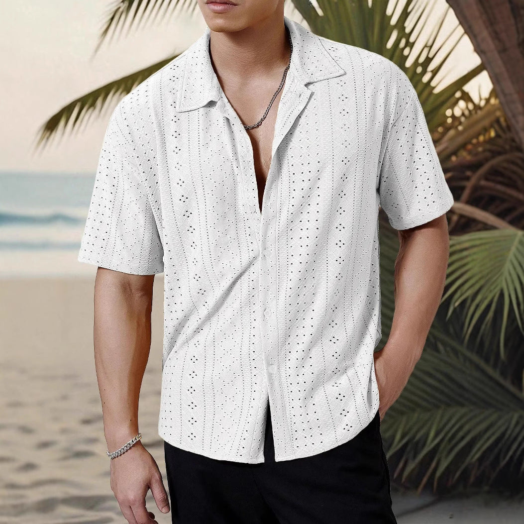 Herren Kurzarmhemd mit strukturiertem Design und atmungsaktivem Material Drune