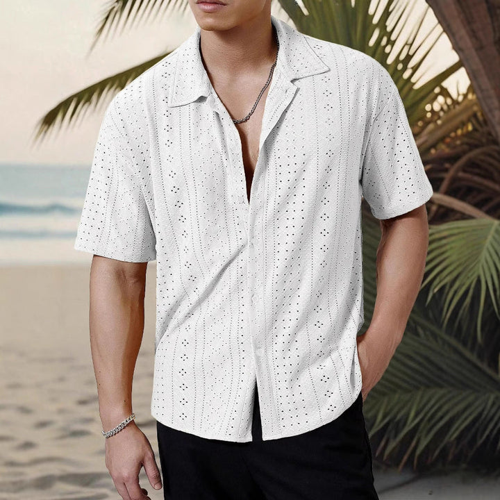 Herren Kurzarmhemd mit strukturiertem Design und atmungsaktivem Material Drune